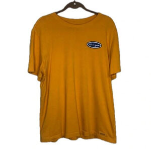 5/$25 Life Is Good  Crusher T-shirt Weed Whacker L Golden Golf Short Sleeves